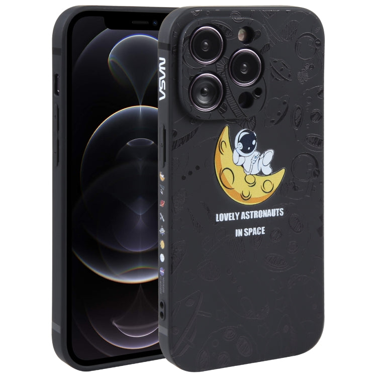 Astronaut Pattern Silicone Straight Edge Phone Case, For iPhone 13 Pro Max, For iPhone 12, For iPhone 12 Pro