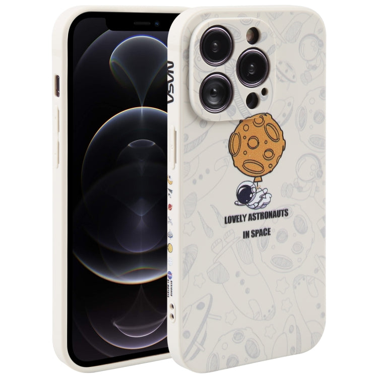 Astronaut Pattern Silicone Straight Edge Phone Case, For iPhone 13 Pro Max, For iPhone 12, For iPhone 12 Pro