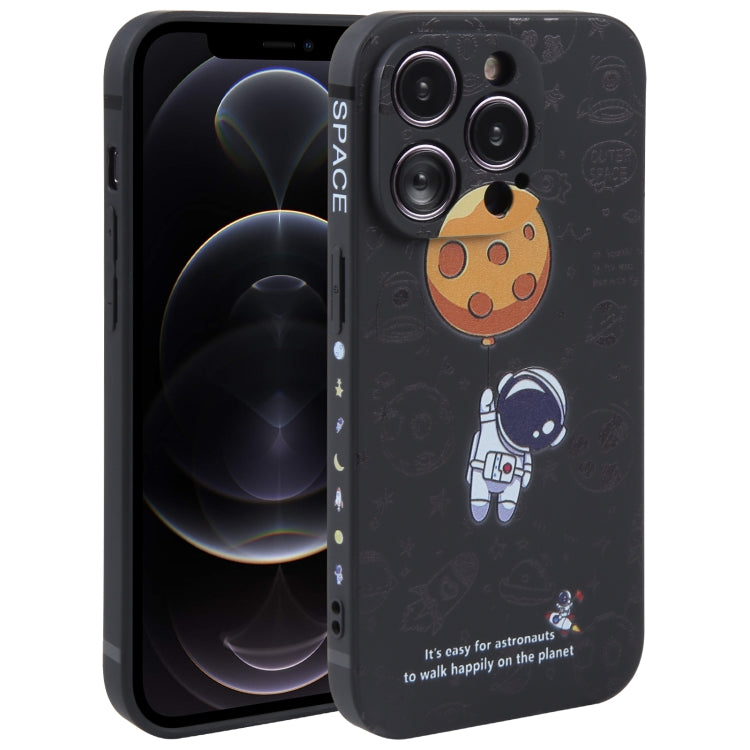 Astronaut Pattern Silicone Straight Edge Phone Case, For iPhone 13 Pro Max, For iPhone 12, For iPhone 12 Pro
