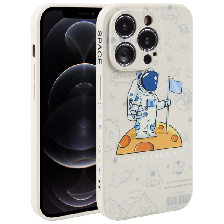 Astronaut Pattern Silicone Straight Edge Phone Case, For iPhone 13 Pro Max, For iPhone 12, For iPhone 12 Pro