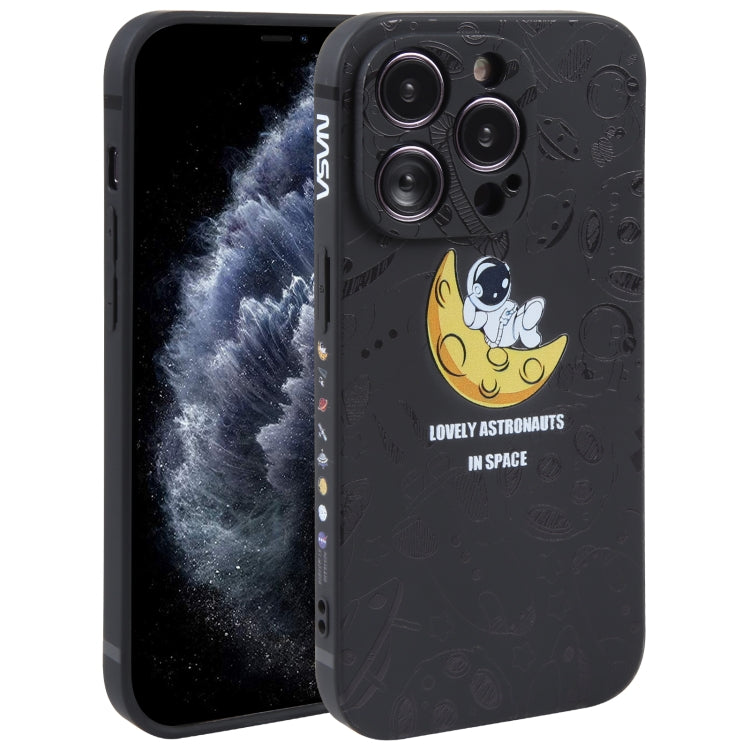 Astronaut Pattern Silicone Straight Edge Phone Case, For iPhone 11 Pro Max, For iPhone X / XS, For iPhone XS Max