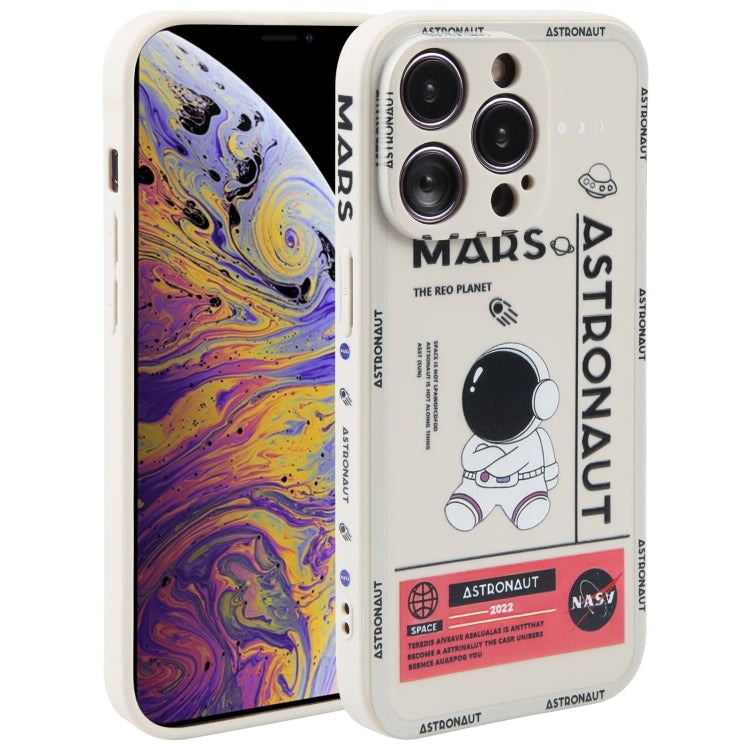 Astronaut Pattern Silicone Straight Edge Phone Case, For iPhone 11 Pro Max, For iPhone X / XS, For iPhone XS Max