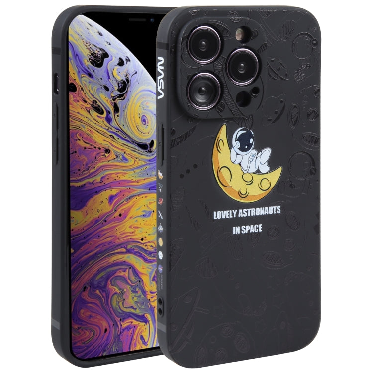 Astronaut Pattern Silicone Straight Edge Phone Case, For iPhone 11 Pro Max, For iPhone X / XS, For iPhone XS Max