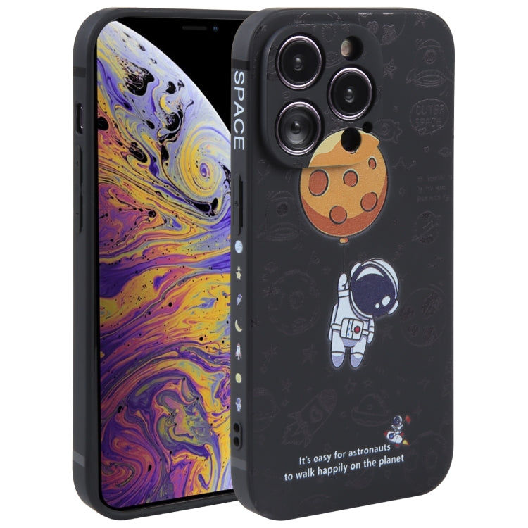 Astronaut Pattern Silicone Straight Edge Phone Case, For iPhone 11 Pro Max, For iPhone X / XS, For iPhone XS Max