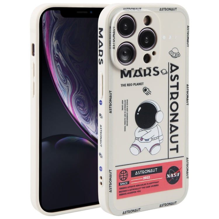 Astronaut Pattern Silicone Straight Edge Phone Case, For iPhone XR, For iPhone SE 2022 / 2020 / 7 / 8, For iPhone 7 Plus / 8 Plus