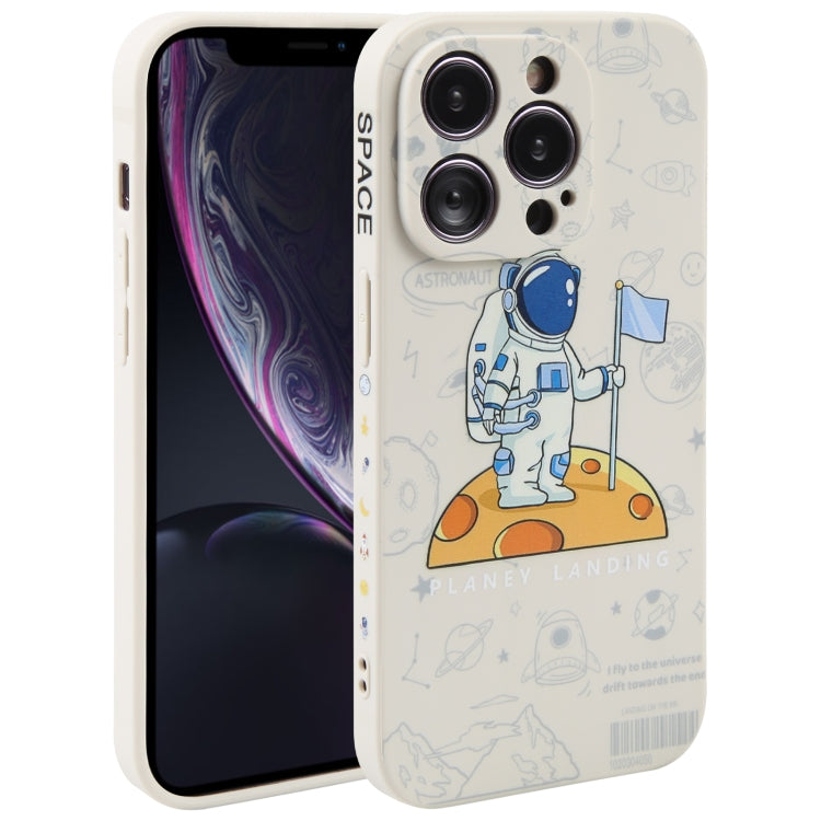 Astronaut Pattern Silicone Straight Edge Phone Case, For iPhone XR, For iPhone SE 2022 / 2020 / 7 / 8, For iPhone 7 Plus / 8 Plus