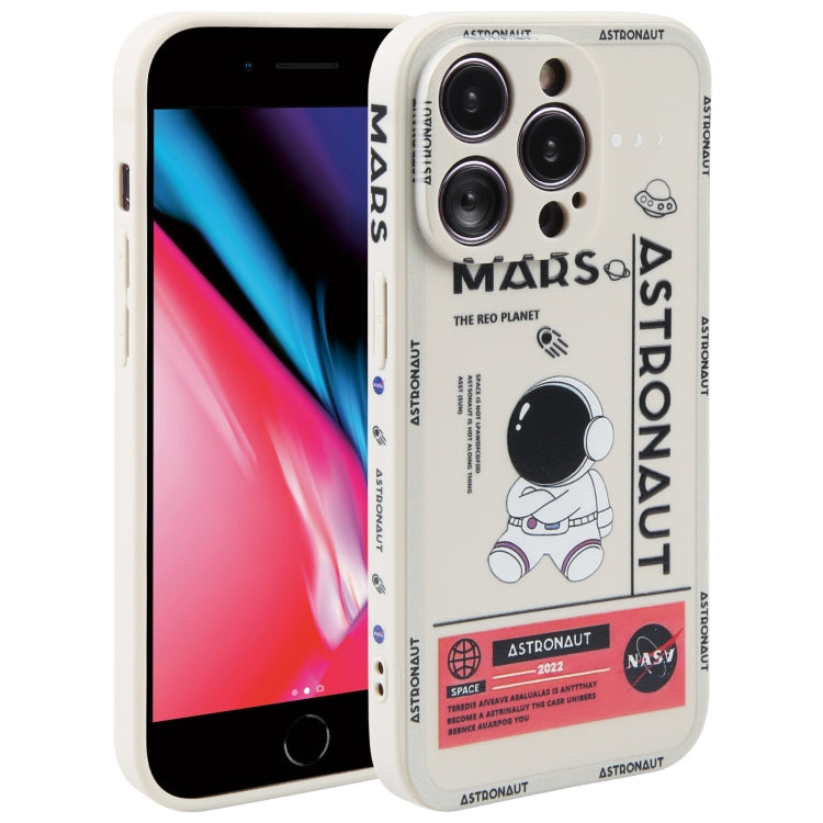 Astronaut Pattern Silicone Straight Edge Phone Case, For iPhone XR, For iPhone SE 2022 / 2020 / 7 / 8, For iPhone 7 Plus / 8 Plus