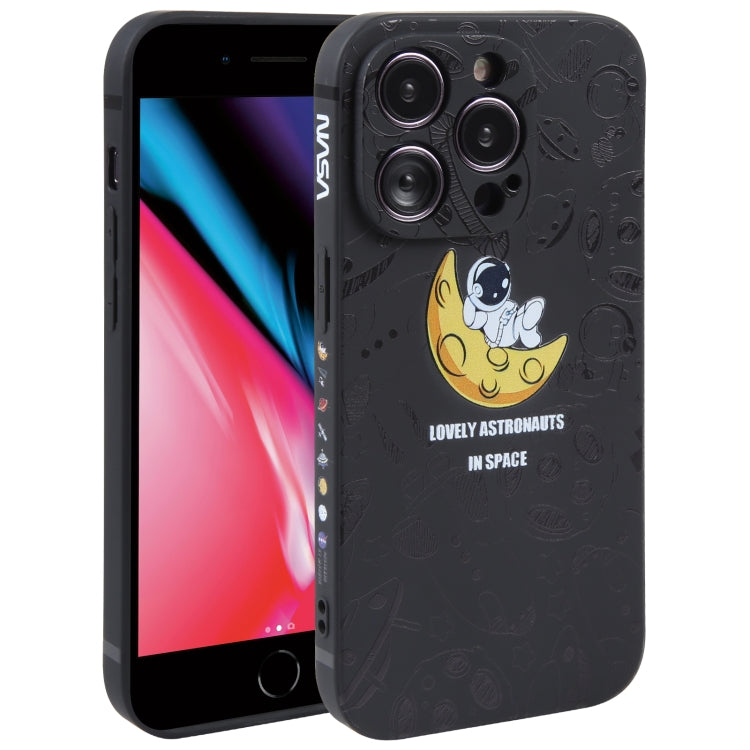 Astronaut Pattern Silicone Straight Edge Phone Case, For iPhone XR, For iPhone SE 2022 / 2020 / 7 / 8, For iPhone 7 Plus / 8 Plus