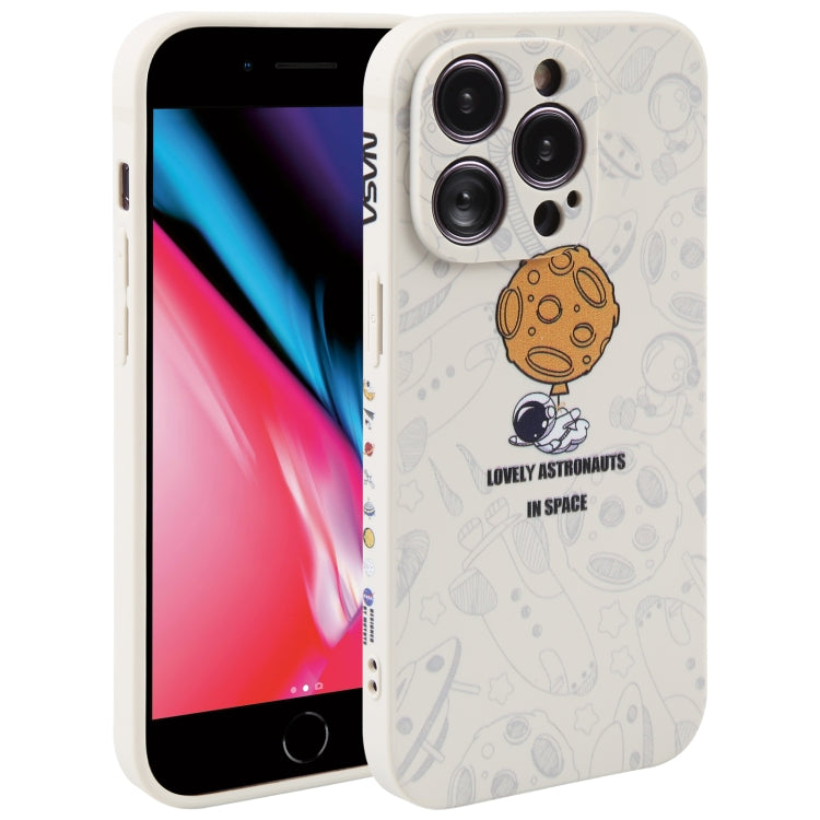 Astronaut Pattern Silicone Straight Edge Phone Case, For iPhone XR, For iPhone SE 2022 / 2020 / 7 / 8, For iPhone 7 Plus / 8 Plus