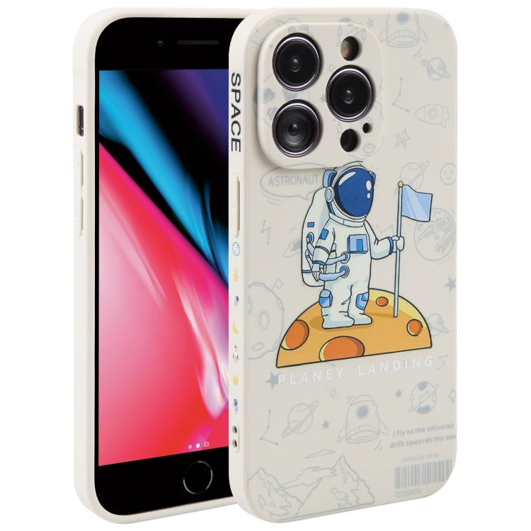 Astronaut Pattern Silicone Straight Edge Phone Case, For iPhone XR, For iPhone SE 2022 / 2020 / 7 / 8, For iPhone 7 Plus / 8 Plus