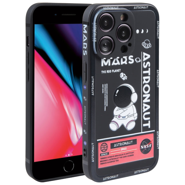Astronaut Pattern Silicone Straight Edge Phone Case, For iPhone XR, For iPhone SE 2022 / 2020 / 7 / 8, For iPhone 7 Plus / 8 Plus