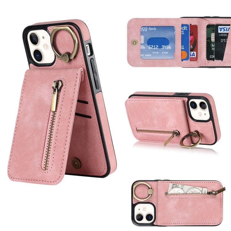 Retro Ring and Zipper RFID Card Slot Phone Case, For iPhone 13, For iPhone 13 Pro, For iPhone 13 Pro Max, For iPhone 12