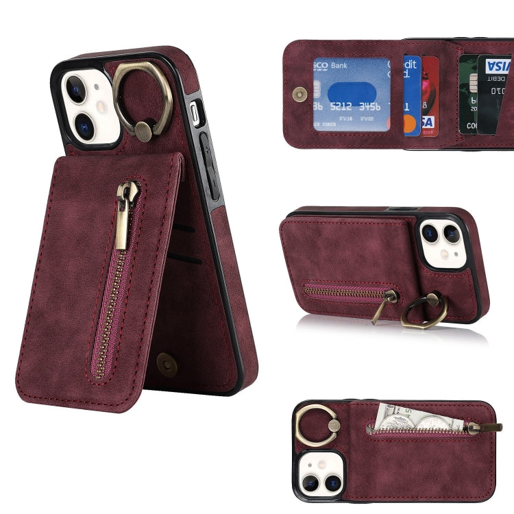 Retro Ring and Zipper RFID Card Slot Phone Case, For iPhone 13, For iPhone 13 Pro, For iPhone 13 Pro Max, For iPhone 12