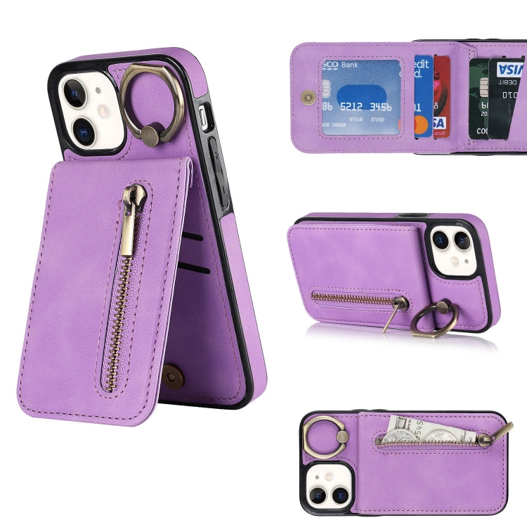 Retro Ring and Zipper RFID Card Slot Phone Case, For iPhone 13, For iPhone 13 Pro, For iPhone 13 Pro Max, For iPhone 12
