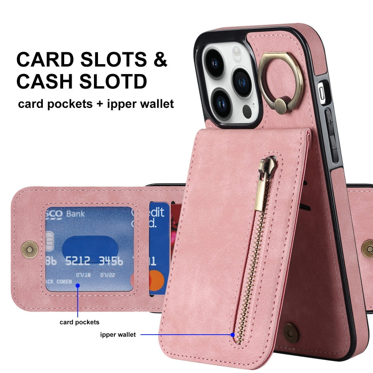 Retro Ring and Zipper RFID Card Slot Phone Case, For iPhone 12 Pro, For iPhone 12 Pro Max, For iPhone 11, For iPhone 11 Pro