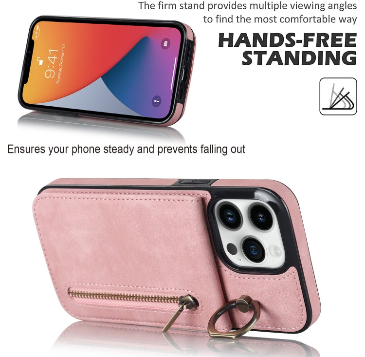 Retro Ring and Zipper RFID Card Slot Phone Case, For iPhone 12 Pro, For iPhone 12 Pro Max, For iPhone 11, For iPhone 11 Pro