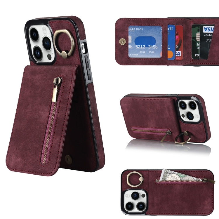 Retro Ring and Zipper RFID Card Slot Phone Case, For iPhone 12 Pro, For iPhone 12 Pro Max, For iPhone 11, For iPhone 11 Pro