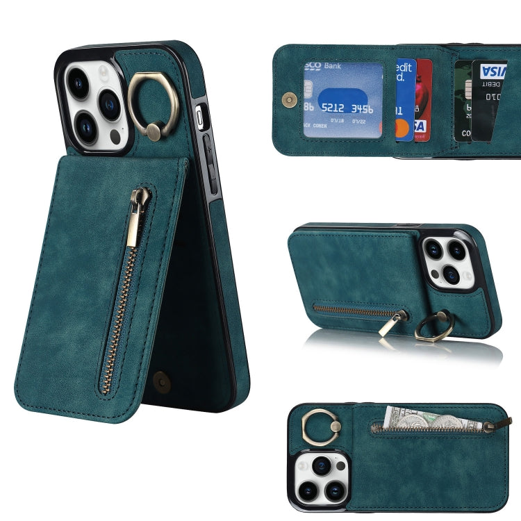 Retro Ring and Zipper RFID Card Slot Phone Case, For iPhone 12 Pro, For iPhone 12 Pro Max, For iPhone 11, For iPhone 11 Pro