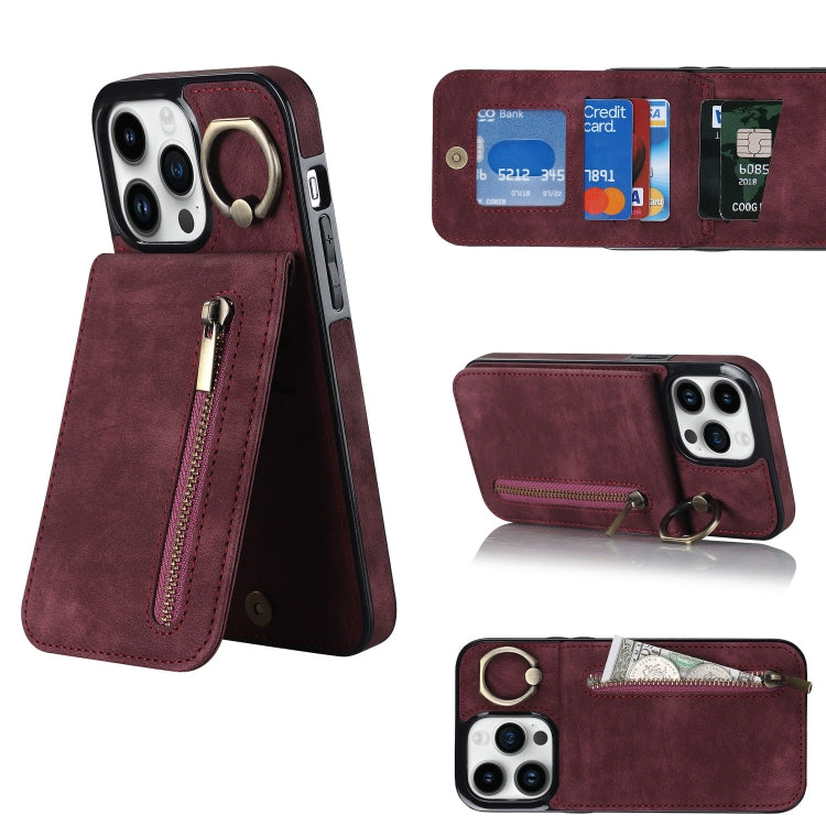Retro Ring and Zipper RFID Card Slot Phone Case, For iPhone 12 Pro, For iPhone 12 Pro Max, For iPhone 11, For iPhone 11 Pro