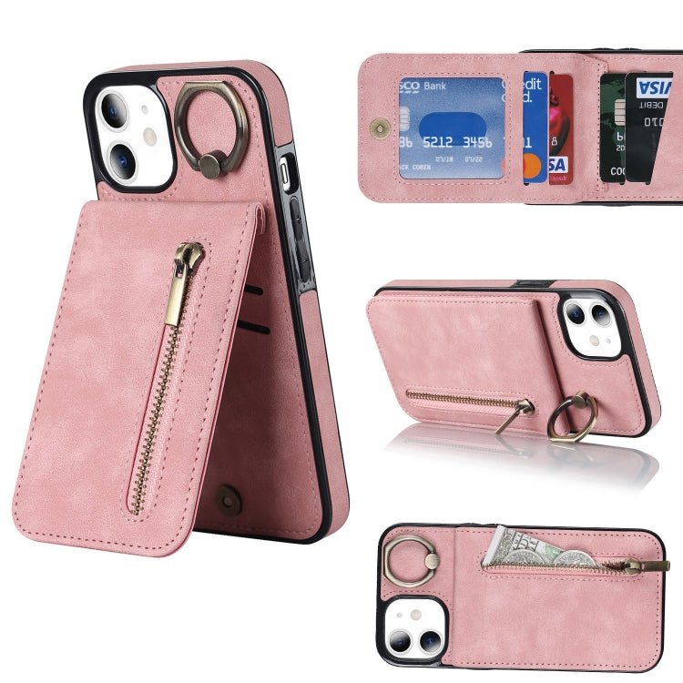 Retro Ring and Zipper RFID Card Slot Phone Case, For iPhone 12 Pro, For iPhone 12 Pro Max, For iPhone 11, For iPhone 11 Pro