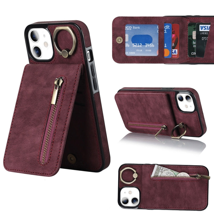Retro Ring and Zipper RFID Card Slot Phone Case, For iPhone 12 Pro, For iPhone 12 Pro Max, For iPhone 11, For iPhone 11 Pro