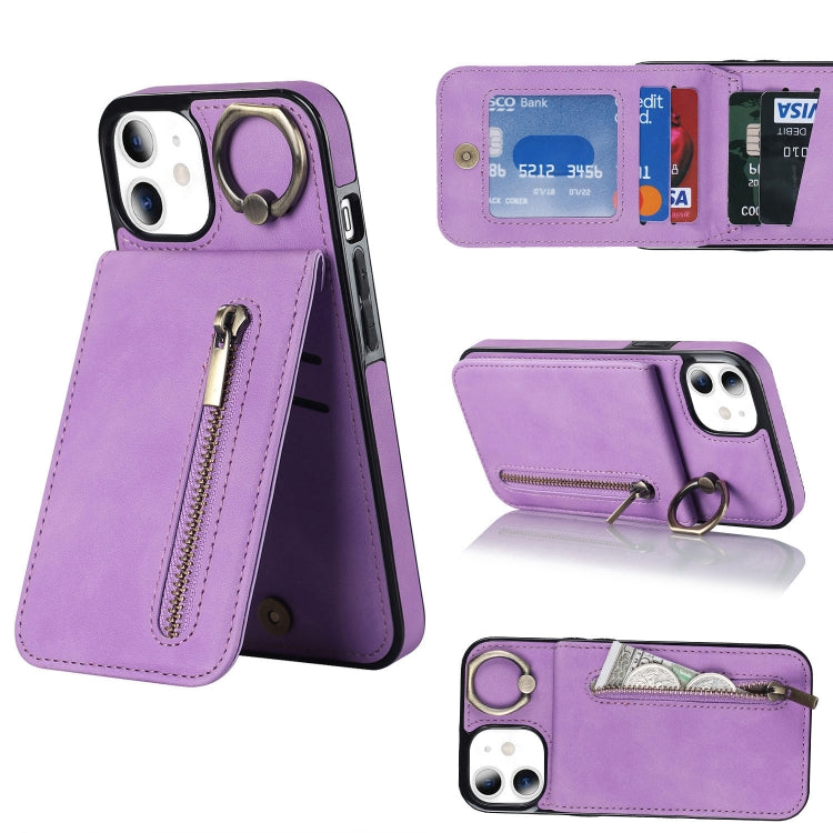 Retro Ring and Zipper RFID Card Slot Phone Case, For iPhone 12 Pro, For iPhone 12 Pro Max, For iPhone 11, For iPhone 11 Pro