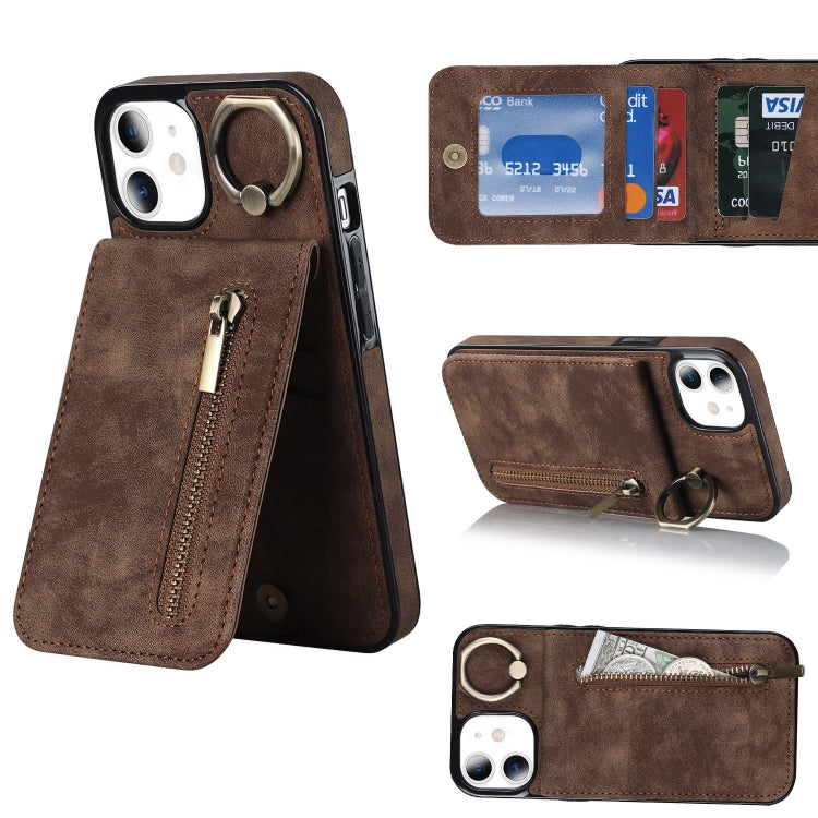 Retro Ring and Zipper RFID Card Slot Phone Case, For iPhone 12 Pro, For iPhone 12 Pro Max, For iPhone 11, For iPhone 11 Pro