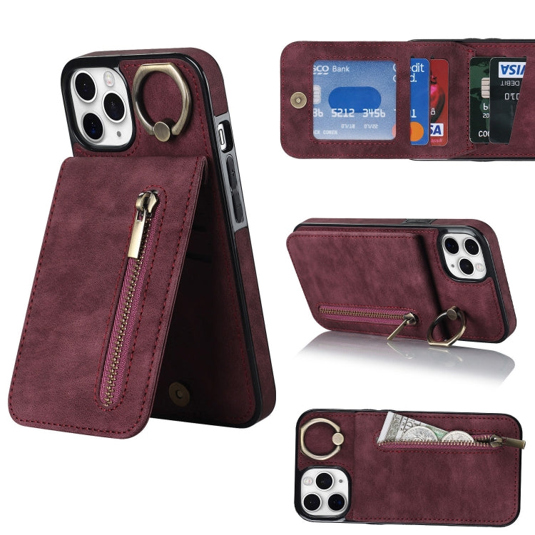 Retro Ring and Zipper RFID Card Slot Phone Case, For iPhone 12 Pro, For iPhone 12 Pro Max, For iPhone 11, For iPhone 11 Pro
