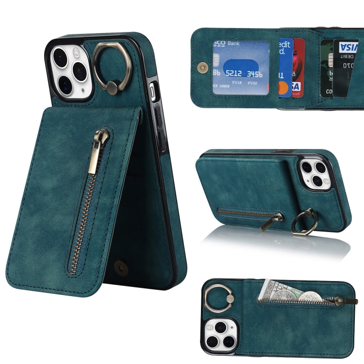 Retro Ring and Zipper RFID Card Slot Phone Case, For iPhone 12 Pro, For iPhone 12 Pro Max, For iPhone 11, For iPhone 11 Pro