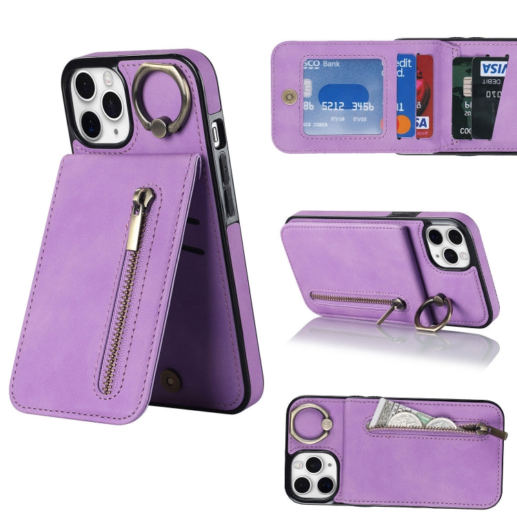 Retro Ring and Zipper RFID Card Slot Phone Case, For iPhone 12 Pro, For iPhone 12 Pro Max, For iPhone 11, For iPhone 11 Pro