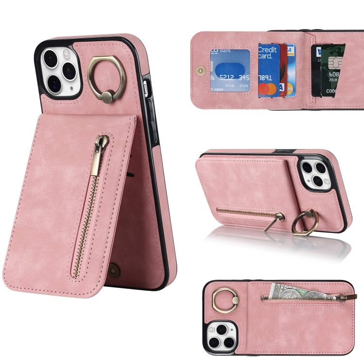 Retro Ring and Zipper RFID Card Slot Phone Case, For iPhone 11 Pro Max