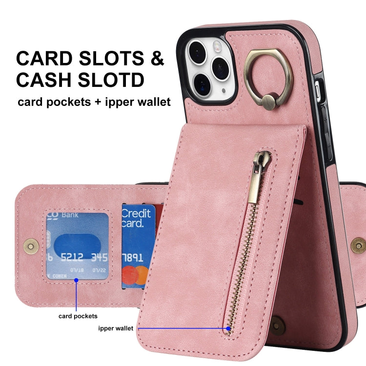 Retro Ring and Zipper RFID Card Slot Phone Case, For iPhone 11 Pro Max
