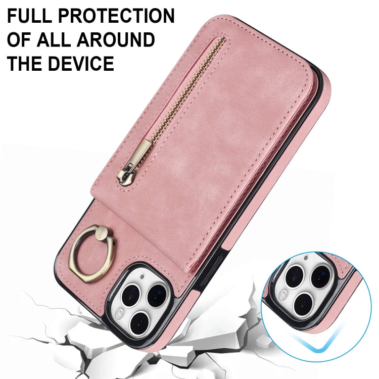 Retro Ring and Zipper RFID Card Slot Phone Case, For iPhone 11 Pro Max