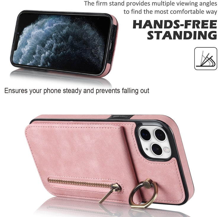 Retro Ring and Zipper RFID Card Slot Phone Case, For iPhone 11 Pro Max