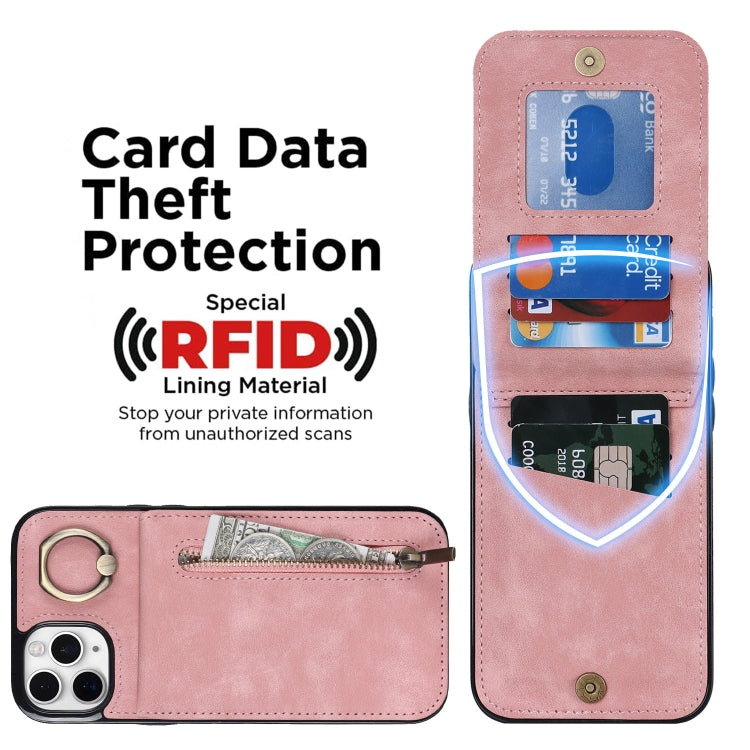 Retro Ring and Zipper RFID Card Slot Phone Case, For iPhone 11 Pro Max