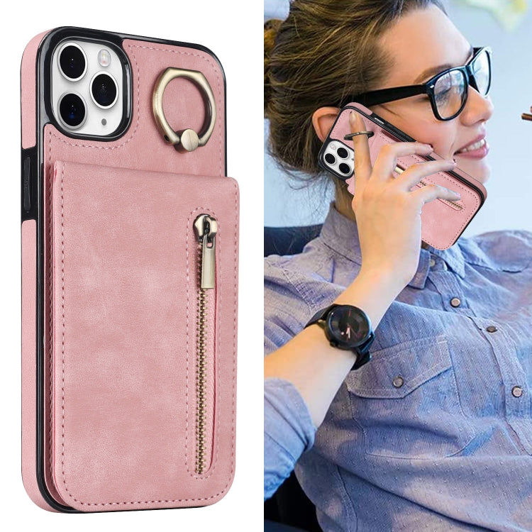 Retro Ring and Zipper RFID Card Slot Phone Case, For iPhone 11 Pro Max