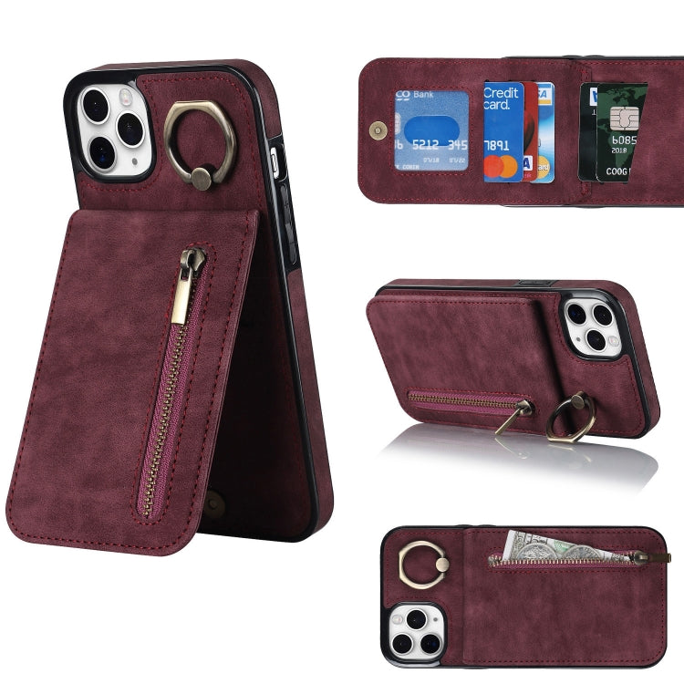 Retro Ring and Zipper RFID Card Slot Phone Case, For iPhone 11 Pro Max