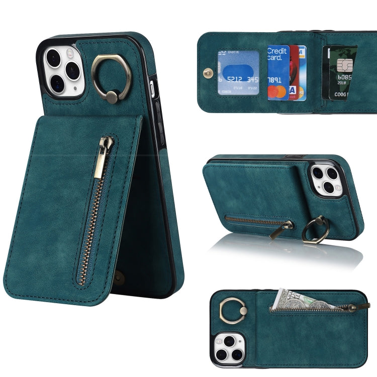 Retro Ring and Zipper RFID Card Slot Phone Case, For iPhone 11 Pro Max