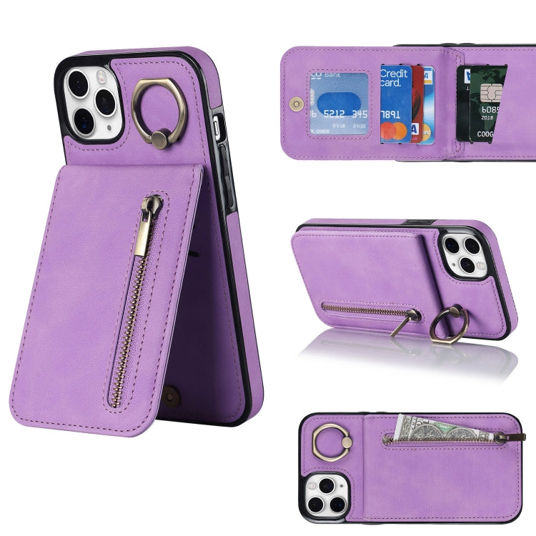 Retro Ring and Zipper RFID Card Slot Phone Case, For iPhone 11 Pro Max