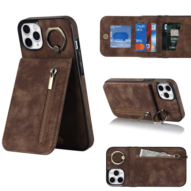 Retro Ring and Zipper RFID Card Slot Phone Case, For iPhone 11 Pro Max
