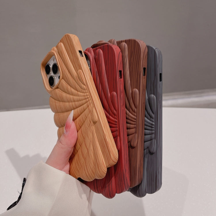 Wood Grain Shell Shape TPU Phone Case, For iPhone 14, For iPhone 14 Plus, For iPhone 14 Pro, For iPhone 14 Pro Max