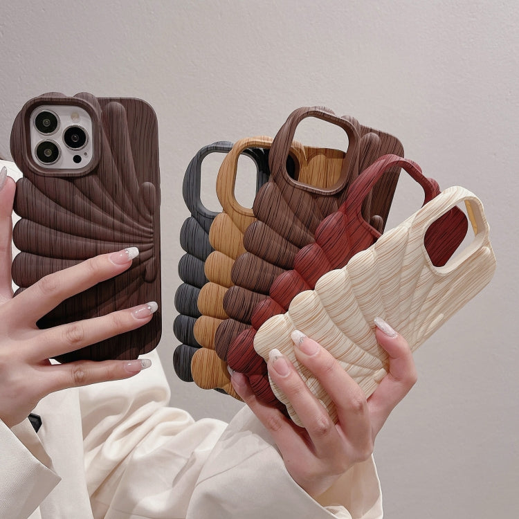 Wood Grain Shell Shape TPU Phone Case, For iPhone 13, For iPhone 13 Pro, For iPhone 13 Pro Max, For iPhone 12