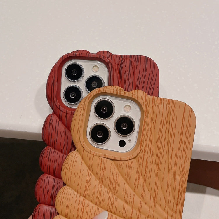 Wood Grain Shell Shape TPU Phone Case, For iPhone 13, For iPhone 13 Pro, For iPhone 13 Pro Max, For iPhone 12