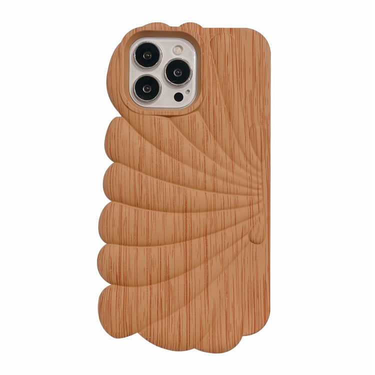 Wood Grain Shell Shape TPU Phone Case, For iPhone 13, For iPhone 13 Pro, For iPhone 13 Pro Max, For iPhone 12