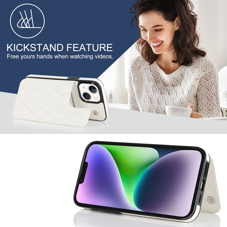 Double Buckle Rhombic PU Leather Phone Case, For iPhone 14, For iPhone 14 Plus, For iPhone 14 Pro