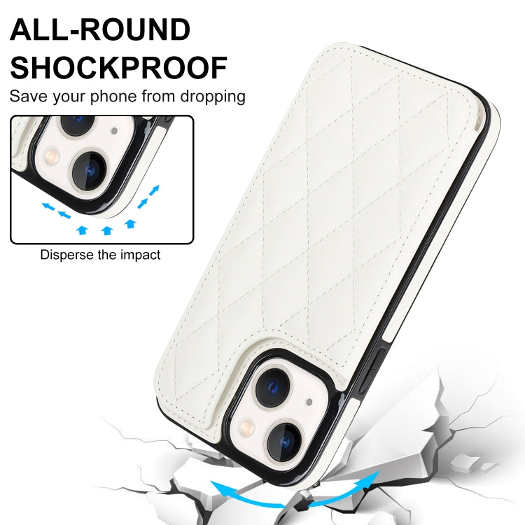 Double Buckle Rhombic PU Leather Phone Case, For iPhone 14, For iPhone 14 Plus, For iPhone 14 Pro