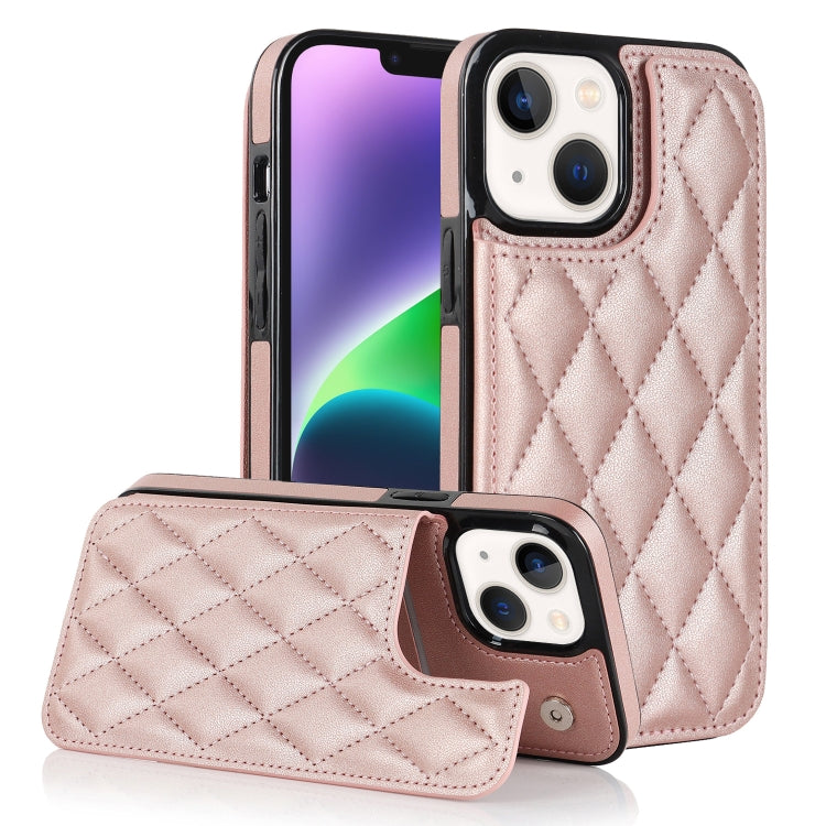Double Buckle Rhombic PU Leather Phone Case, For iPhone 14, For iPhone 14 Plus, For iPhone 14 Pro