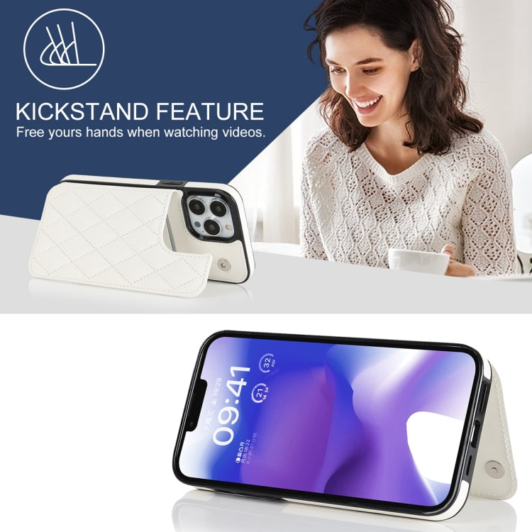 Double Buckle Rhombic PU Leather Phone Case, For iPhone 13 Pro, For iPhone 13 Pro Max, For iPhone 12