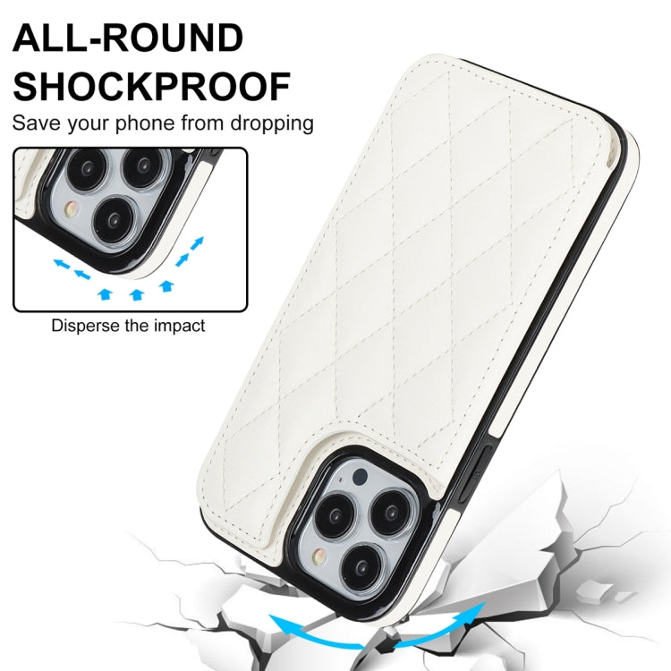 Double Buckle Rhombic PU Leather Phone Case, For iPhone 13 Pro, For iPhone 13 Pro Max, For iPhone 12