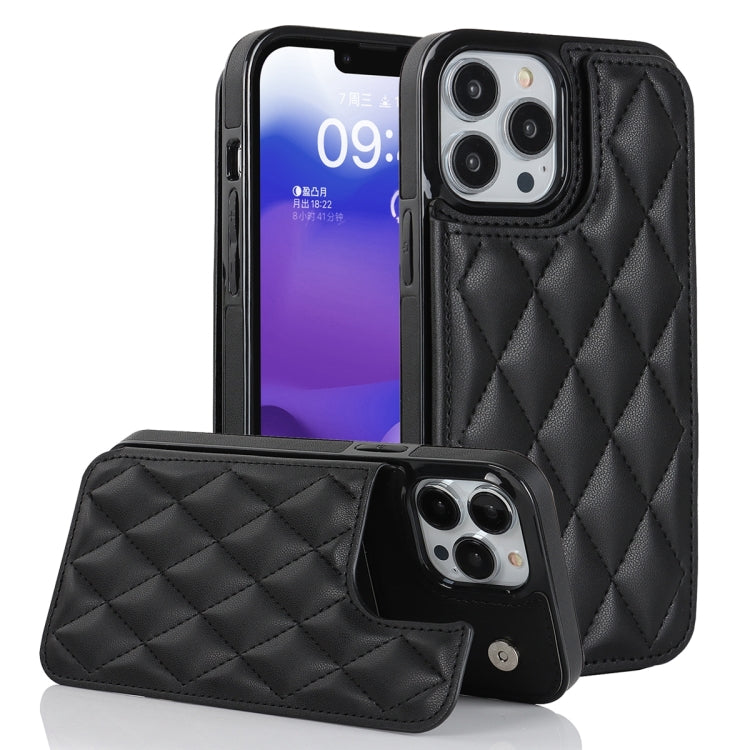 Double Buckle Rhombic PU Leather Phone Case, For iPhone 13 Pro, For iPhone 13 Pro Max, For iPhone 12